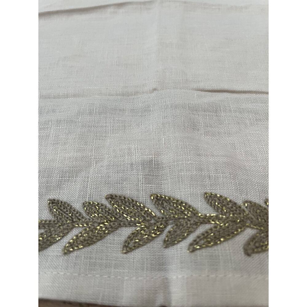 Allen + Roth Embroidered Linen Napkins Set of 6 Beige with Gold Leaves - Picture 5 of 13